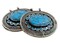 The Bead Chest Turquoise Blue Oval Inlaid Afghan Silver Pendant 58x51mm Afghanistan White Metal Large Hole